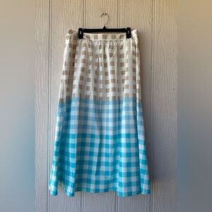 MING WANG Gingham Maxi A-Line Skirt